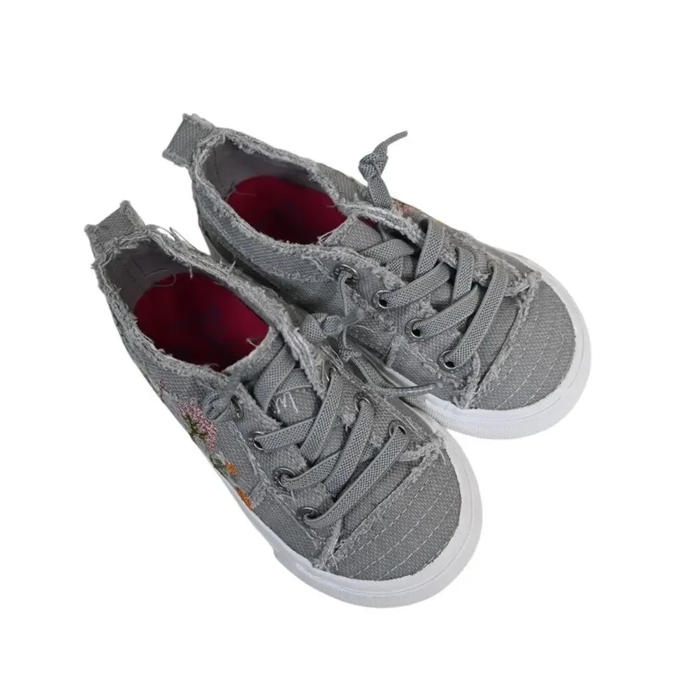 Blowfish Malibu Toddler 6 Playfield Gray Floral Embroidered Sneakers NEW